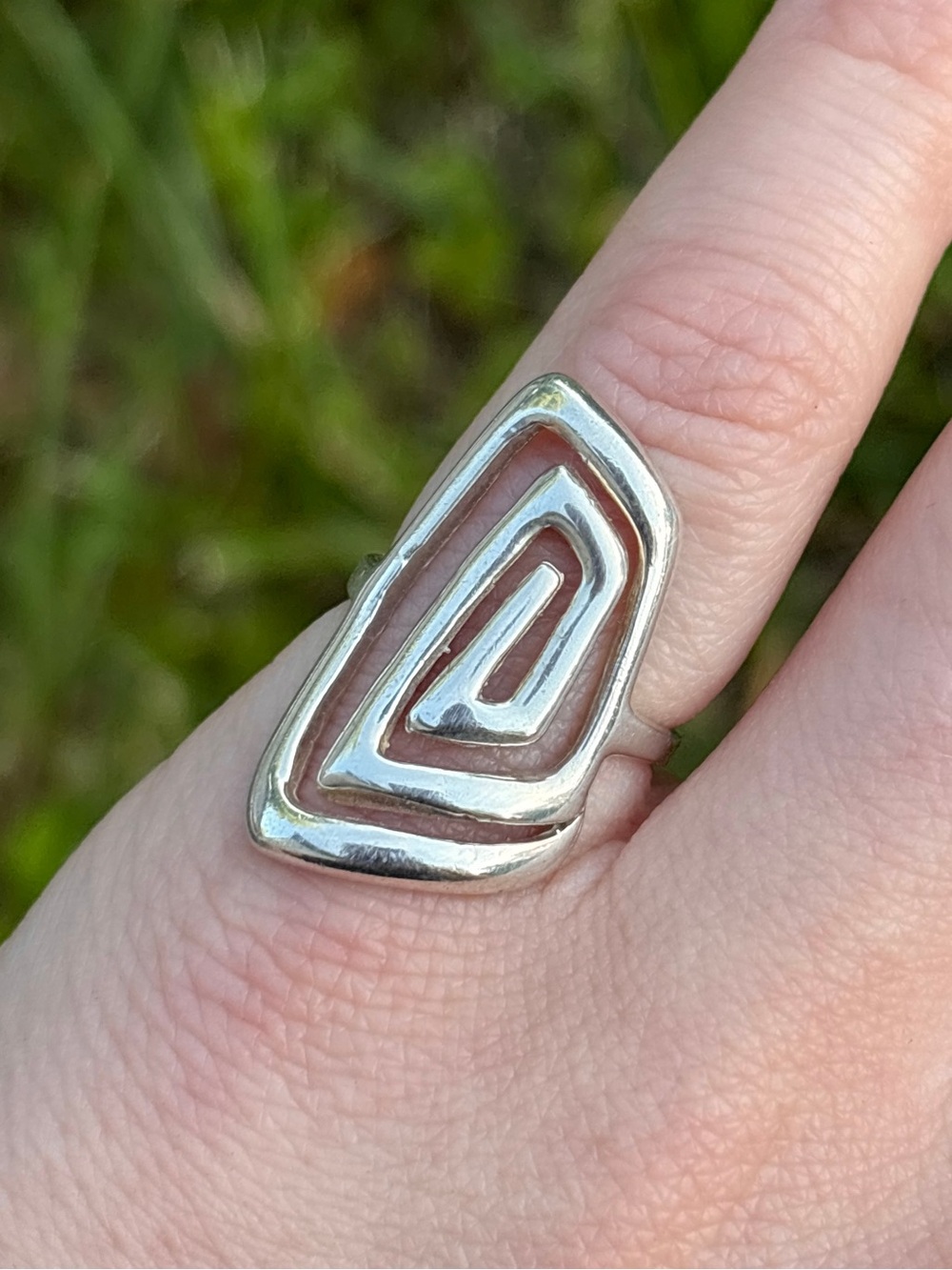 Sterling Silver Vintage Abstract Spiral Mod Statement Ring